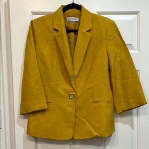 Kasper Linen Blend Mustard Blazer Size 14